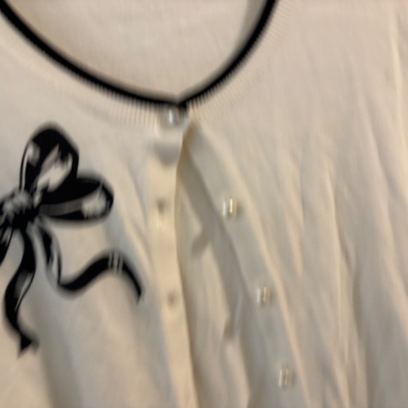 Talbots Ivory & Black Cardigan Size L - Picture 6 of 7